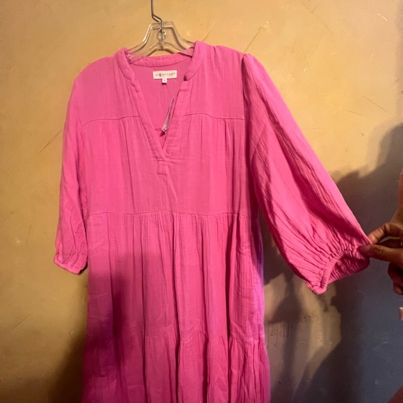 Lou & Grey Loft Small Cotton Tiered Dress Pink Pockets Maxi Travel - Picture 8 of 13